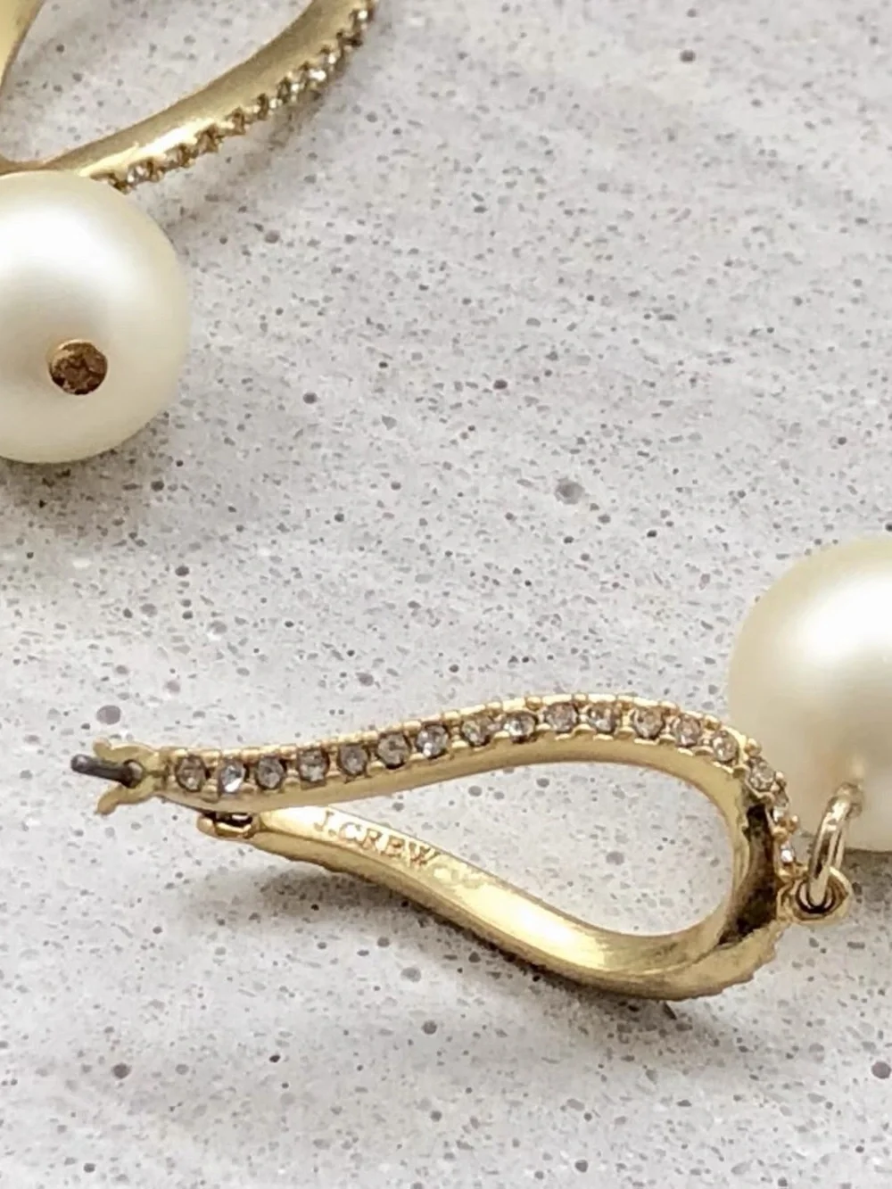 J. Crew Gold Hoop Earrings with Cream Pearl Drops